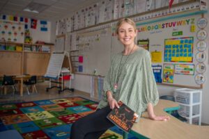 MAT student Sophie Keliher in an elementary school classroom