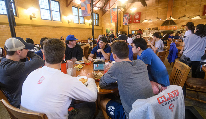 Students eating in dining hall
