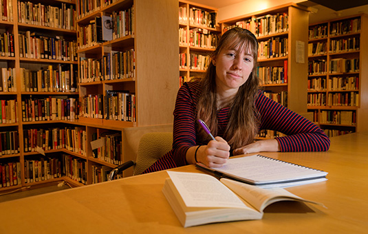 history undergraduate student in library